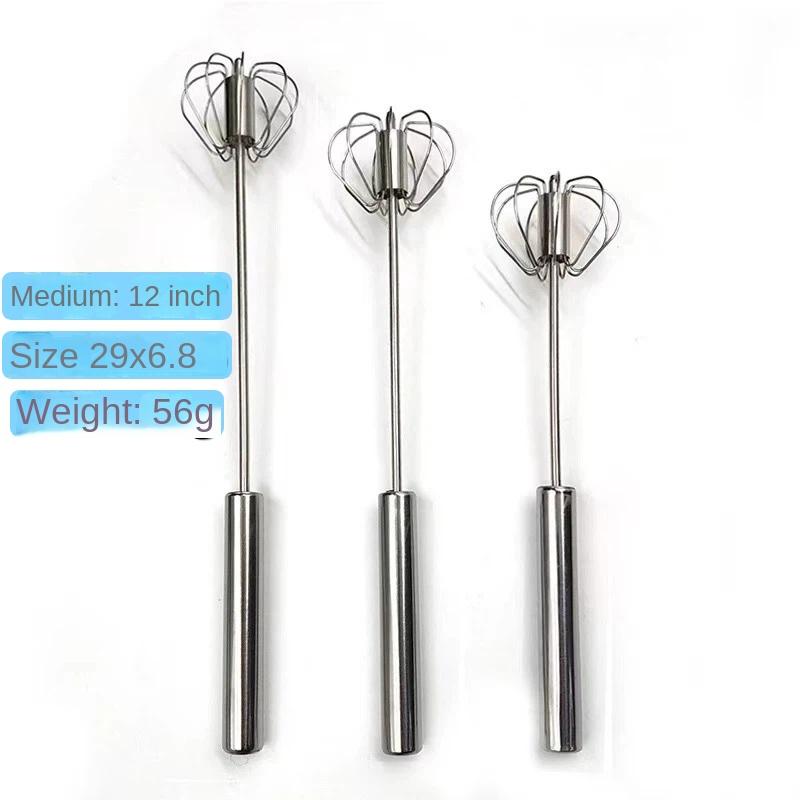 Stainless Steel Semi-automatic Egg Beater Hand Mixer Rotary Press Egg Cream Milk Household Kitchen Supplies