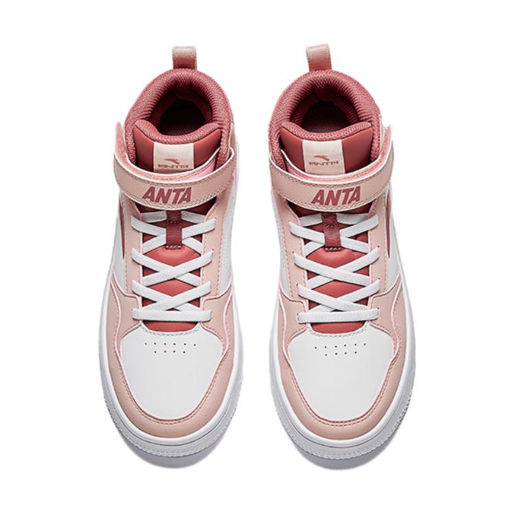 Anta Fashionable Versatile High-Top Kids Skate Shoes Kids Sneakers White Pink A22438004-1
