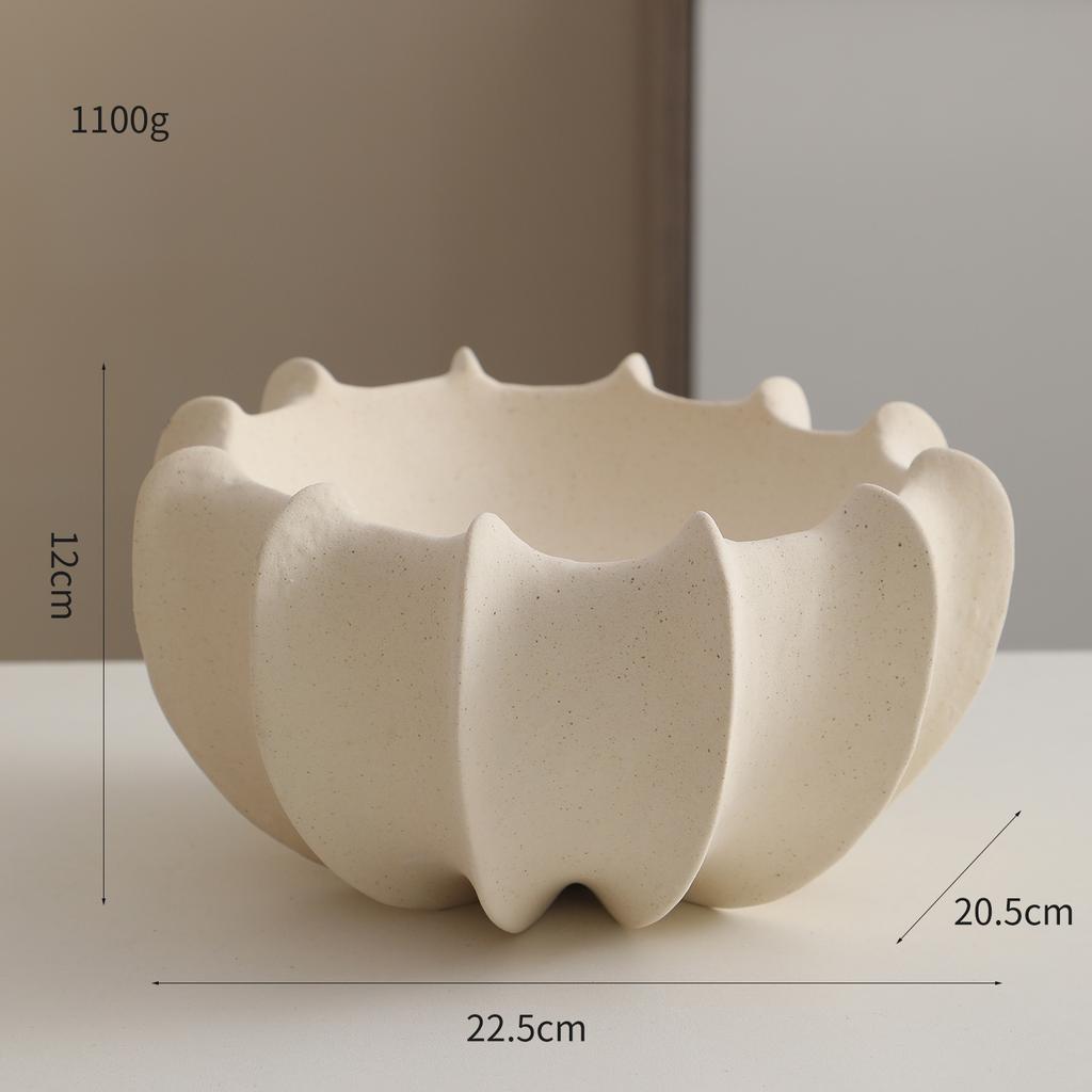 Ceramic Shell Fruit Bowl Textured snack bowl Afternoon tea serving Coffee table centerpiece bowl Decorative storage container