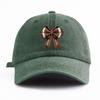 1pc Bow Print Washed Baseball Cap for Adults,Minimalist Retro Style Casual Soft Adjustable Dad Hat,Perfect As Gift