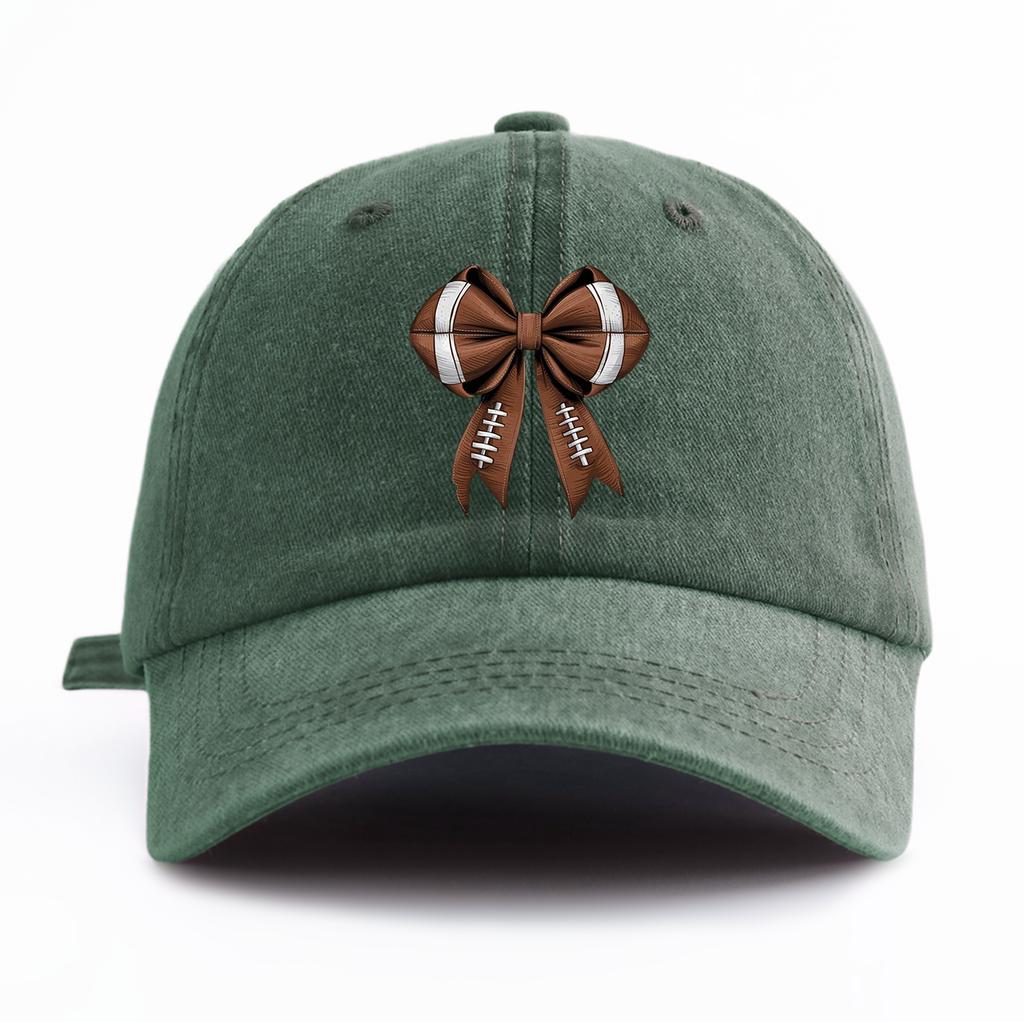 1pc Bow Print Washed Baseball Cap for Adults,Minimalist Retro Style Casual Soft Adjustable Dad Hat,Perfect As Gift