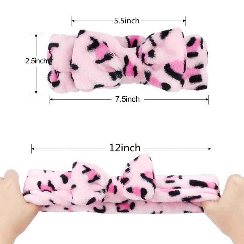 Leopard Makeup Wash Face Pannebånd for Kvinner Coral Fleece Bue Dot Hårbånd Turban Knot Elastisk Hodeinnpakning Jenter Hårtilbehør