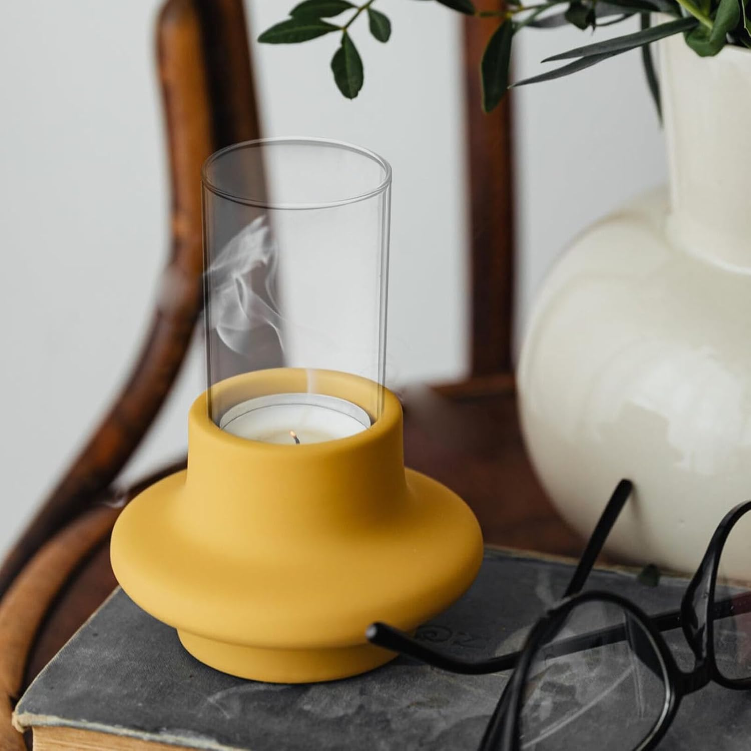 Ciieeo 4Pcs Open Ended Hurricane Bottomless Cylindrical Glass Clear Glass Candle Lampshade for Scented Wax