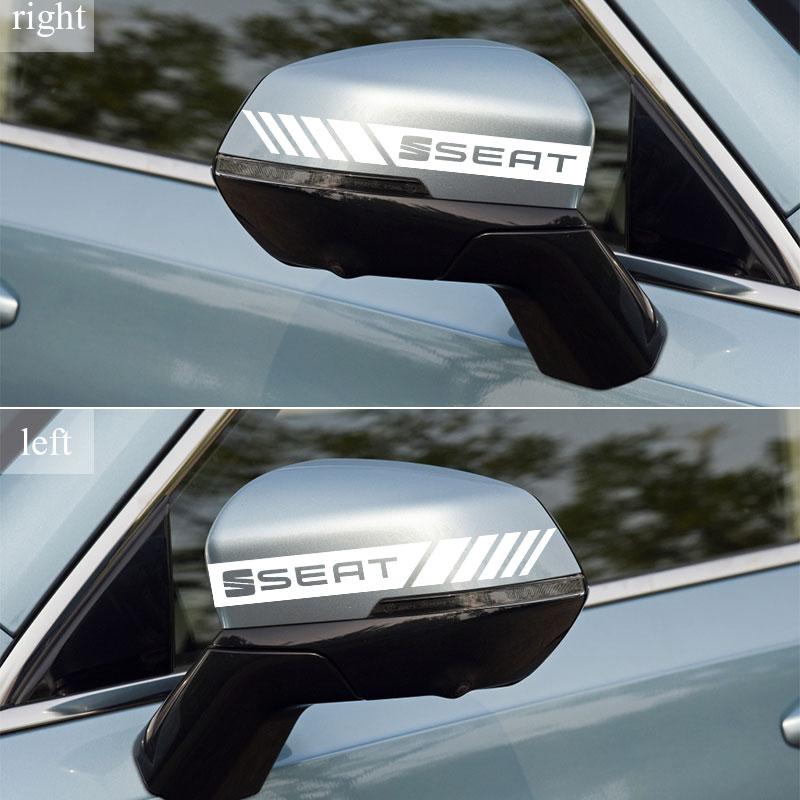 2PCS Car Rear View Mirror Side Stripe Badge 3D Sticker Car Styling for SEAT Leon FR 5 6 Alhambra MK3 MII Altea 5F Ibiza Toledo Cordoba