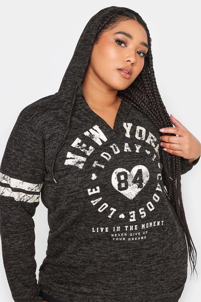 Women's Style Big Size Sweatshirt Plus Size V-Neck Printed Hooded Sweatshirt 302595
