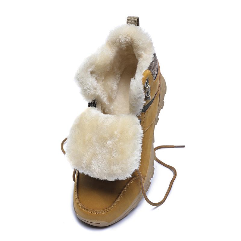 Pantofi bărbați Pantofi din bumbac Cu vârf înalt Plus catifea Cizme calde Galben Cizme de zăpadă Impermeabile Antiderapante Cizme casual Pantofi de lucru pentru exterior