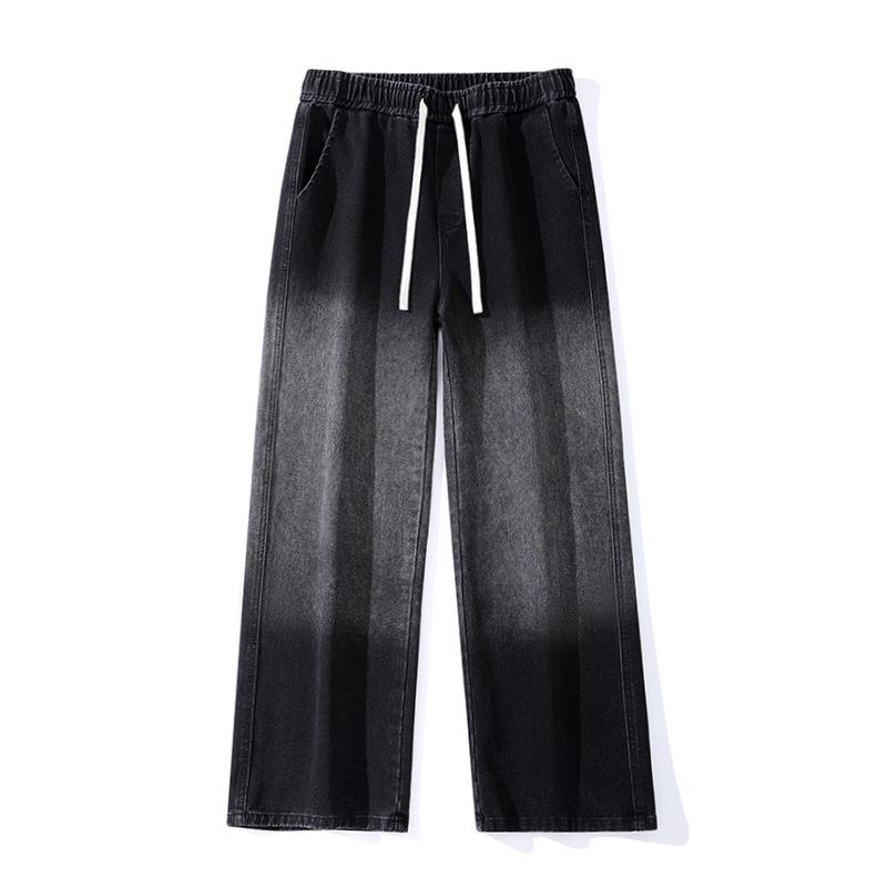 

American Fleece Thickened Jeans Men s Winter New Loose Wash Wide Leg Pants 3XL чёрный