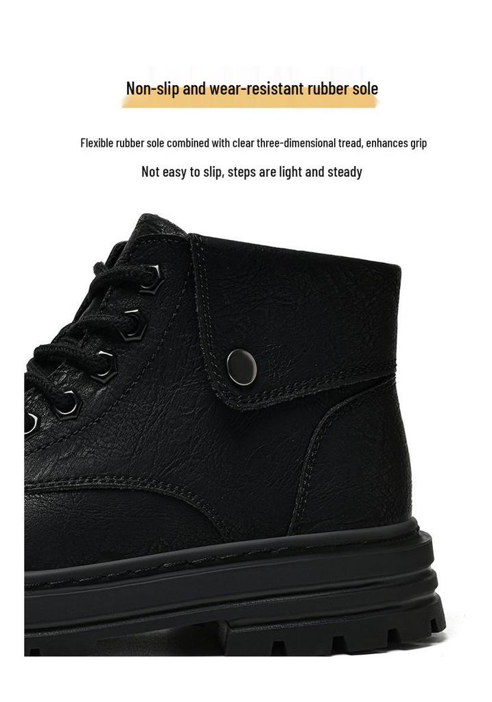 Men's Large Size High-Top Martin Boots - British Style, Plush Lined, Warm Snow Boots