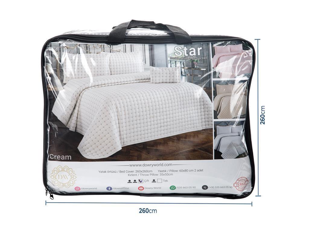Krém na dvojitý prošívaný přehoz Yıldız