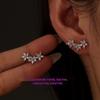 Korean Rhinestone Five-Petal Flower Stud Earrings - Elegant Light Luxury Floral Accessories for Women