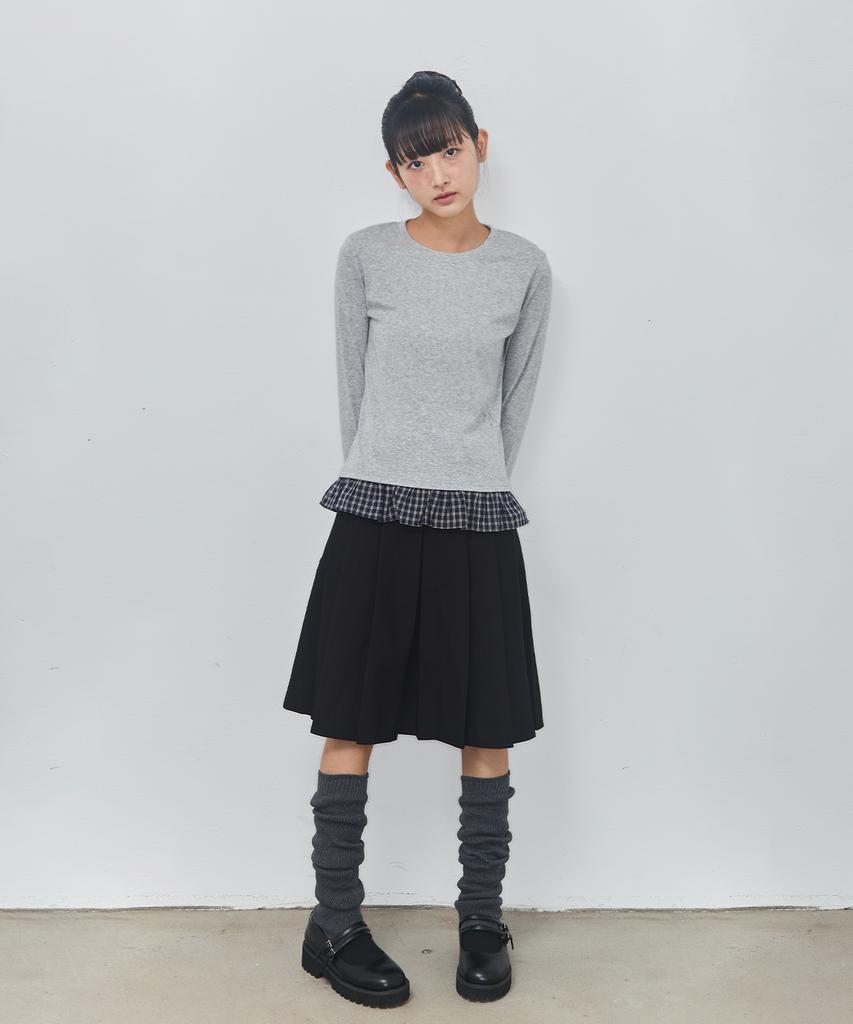 Isjabaibeu Check Layered Long Sleeve - Gray