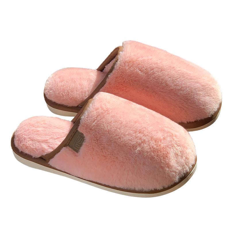 Women's Winter Plush Cross-Strap Indoor Slippers with Imitation Rabbit Fur