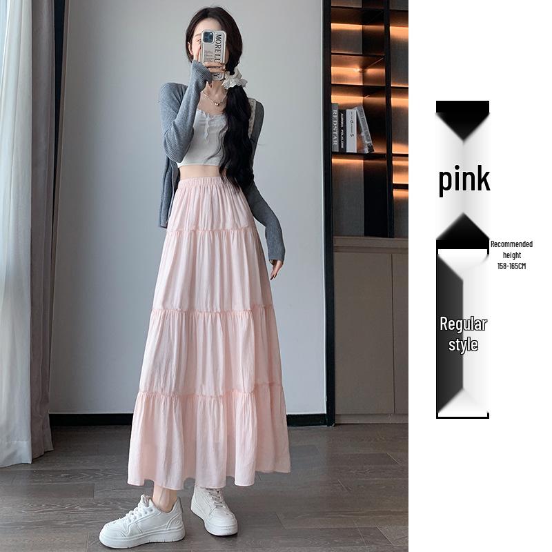 Women's White High-Waist A-line Long Skirt - 2026 Spring/Autumn Collection
