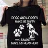 Cute Dogs And Horses Make Me Happy Dog Paw T-shirts For Women Lovely Short Sleeve Casual T-shirts Funny Ladies Round Neck