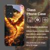 Aesthetic Phoenix Fire Feather Pattern Tempered Glass Phone Case for Samsung Galaxy A56 A55 A54 A53 A52 A36 A14 A31 A51 5G Cover