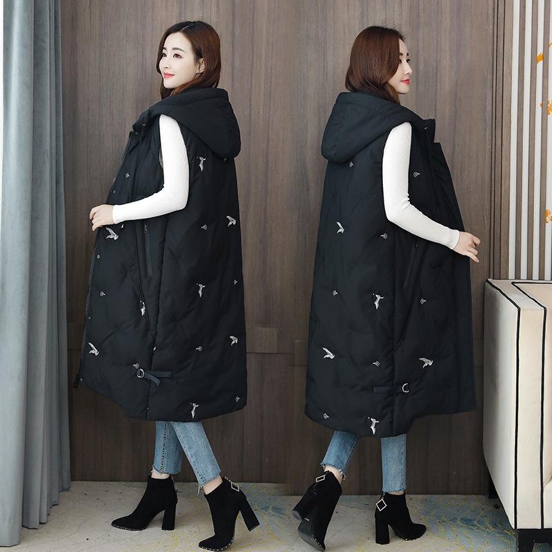 

Cotton vest women s spring and autumn outer wear plus fat plus size vest down cotton vest medium and long vest 0kg coat Extended version 5XL [recommended 205-115kg]