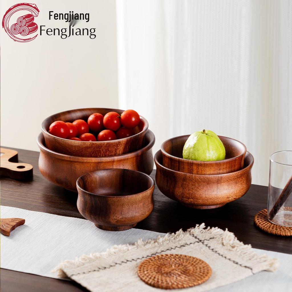 Tibetan Style Round Walnut Wood Bowl for Tea, Soup, or Rice