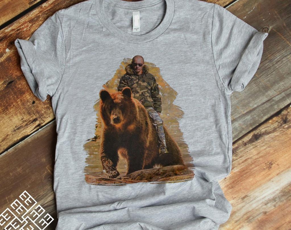 Funny Putin Tee Shirt, Putin On Bear Shirt, Vladimir Putin T shirt, Russia PresidenT shirt, Putin on Bear Gift, Russia Patriot T shirt Gift
