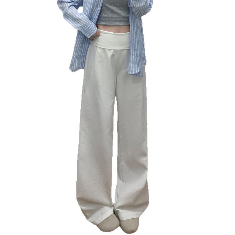 White Wide-leg Pants Women's Summer New Thin High-waisted Slim-fitting Drape Lazy Old Money Wind Straight Casual Pants