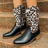 Fashion Mid-heel Chelsea Boots Women Leopard Print Fashion Warm Boots 2024 Brand Design Winter Punk Thick-soled Womens Boots Botas Mujer