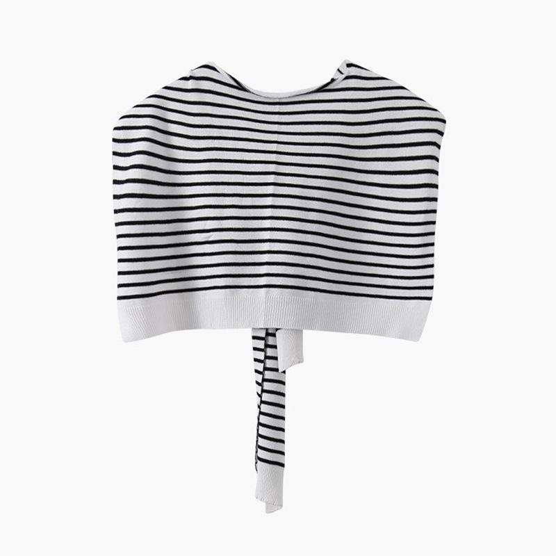 Korean Knit stripe Warm Shawl Female Outdoor Summer Air Conditioned Room Protect Cervical Spine Cloak Scarf Neck Guard Scarve