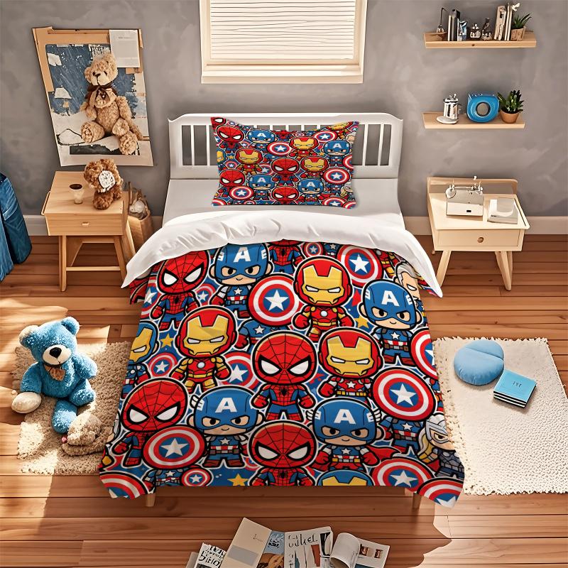 Cute Marvel Superhero Duvet Cover Set Comforter Cover Bedding Set No Filler For Teens Bedroom Living Room Decor