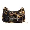 Versace Jeans Couture Fashion Pleated Gold Logo Chain Strap Nylon Half Moon Crossbody Shoulder Bag Women bags Black 72VA4BX8-ZS226-G89