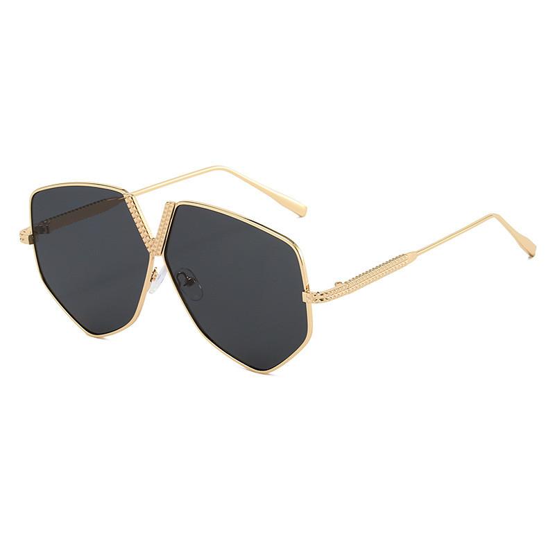 

Hexagon Shape Sunglasses With Aluminummagnesium Alloy Frame For Outdoor Sports And Casual Wear GoldFrameGrey