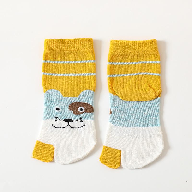 5 Pairs New Style Children Two Toed Tabi Socks for Kids Boys Girls Student Cartoon Animal Pure Cotton Soft Split Thumb Toe Socks