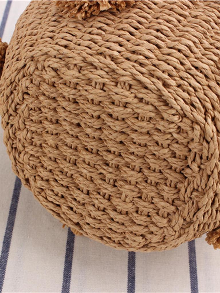 Handcrafted Fashion Bucket Bag: Pearl & Flower Woven Paper Rope Design