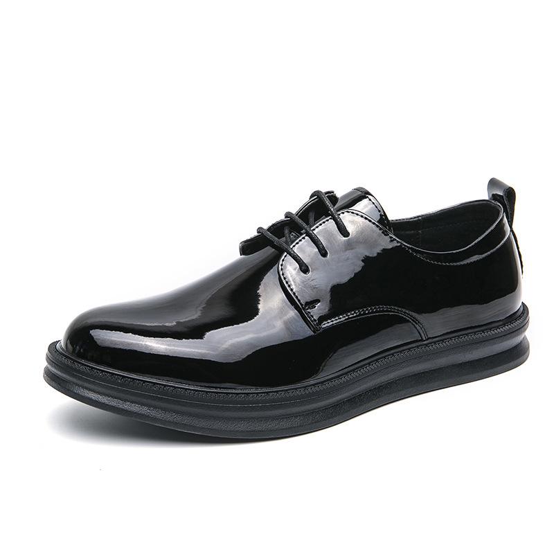 Autumn New Pointed Toe Patent Leather Lace-up Formal Casual Men's Shoes, Large Size.