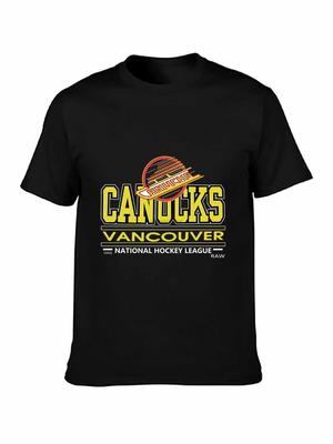 Vintage Vancouver Canuck Hockey TShirt Black Unisex Reprint TK5158