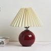Vintage Pleated Table Lamp with LED E27 Tricolored Bulb Ceramic Base  AU US EU UK Plug Cute Decorative Night Light for Bedroom
