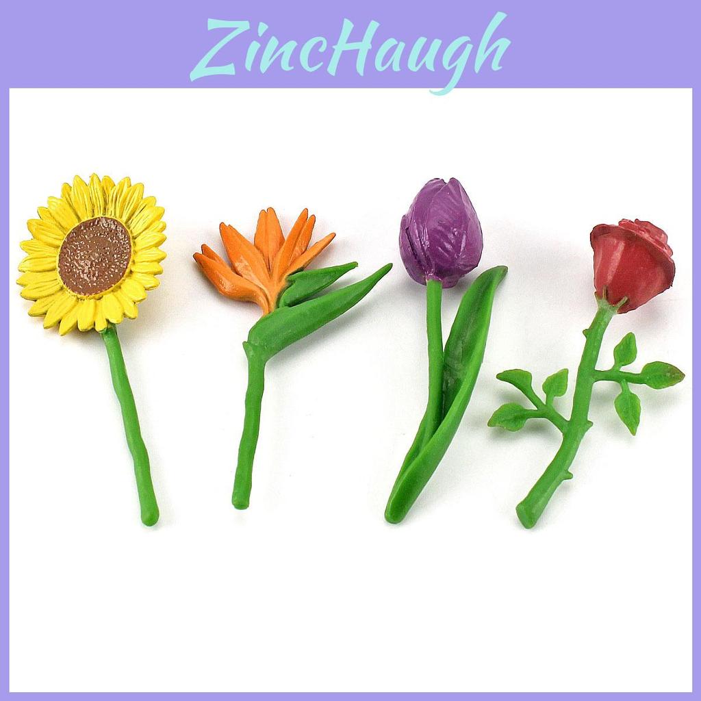 Realistic Childrens Animal Model Scene Decoration Set With Vibrant Sunflowers Daffodils And Roses