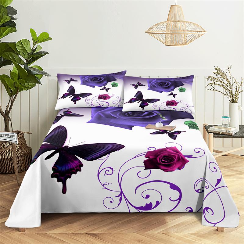 

Butterfly Bed Sheet Collection Sleep Bedding Collection Bed Flat Sheet Flower Boy Girl Bedsheet Bedding King Size Bed Sheets and Pillowcases 150X230cm(2Pcs)