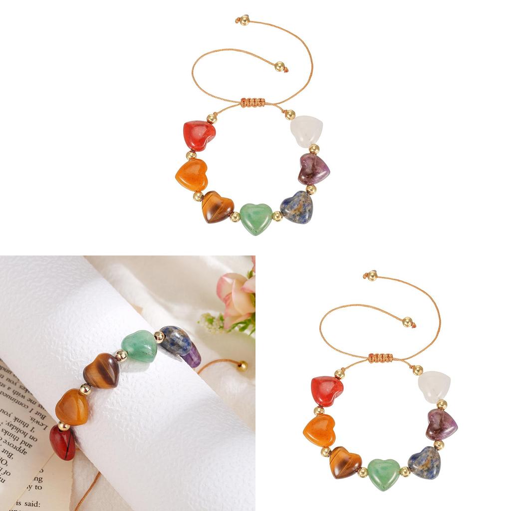 Geometrisches Natursteinarmband mit Herzdesign Handgefertigt Für Sommer 2026 Modeaccessoire Für Damen