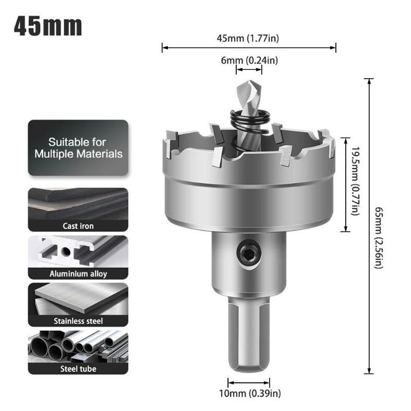 Carbide Tip Drill Bit Hole Saw 15-100mm Drill Bit Hole Saw Cutter For Stainless Steel Metal Alloy Drilling