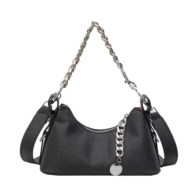 

Женские сумки через плечо в форме полумесяца с внутренними отделениями, сумки из полиуретана на молнии с контрастными цветами