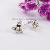 Handmade Puffed Sterling Silver Stud Earrings, Dainty Design