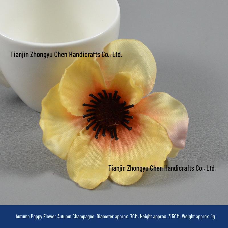 Champagne Silk Imitation Flowers for Hairpins, Hanfu Headdresses, Souvenirs, and Performance Accessories.