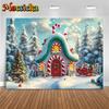Mocsicka Christmas House Photography Background Xmas Tree Snowflake Lollipop Gifts Decoration Child Family Party Backdrop Banner
