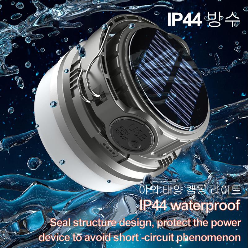 LED Solar Camping Light USB Rechargeable Tent Lamp Portable Waterproof Camping Lantern with Hook Portable Flashlight for Outdoor