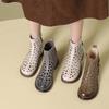 Fashion GKTINOO 2025 Summer Ankle Boots Genuine Leather Shoes Women Mid Heels Sandals Side Zip Boots Cutout Breathable Mujer Zapatos