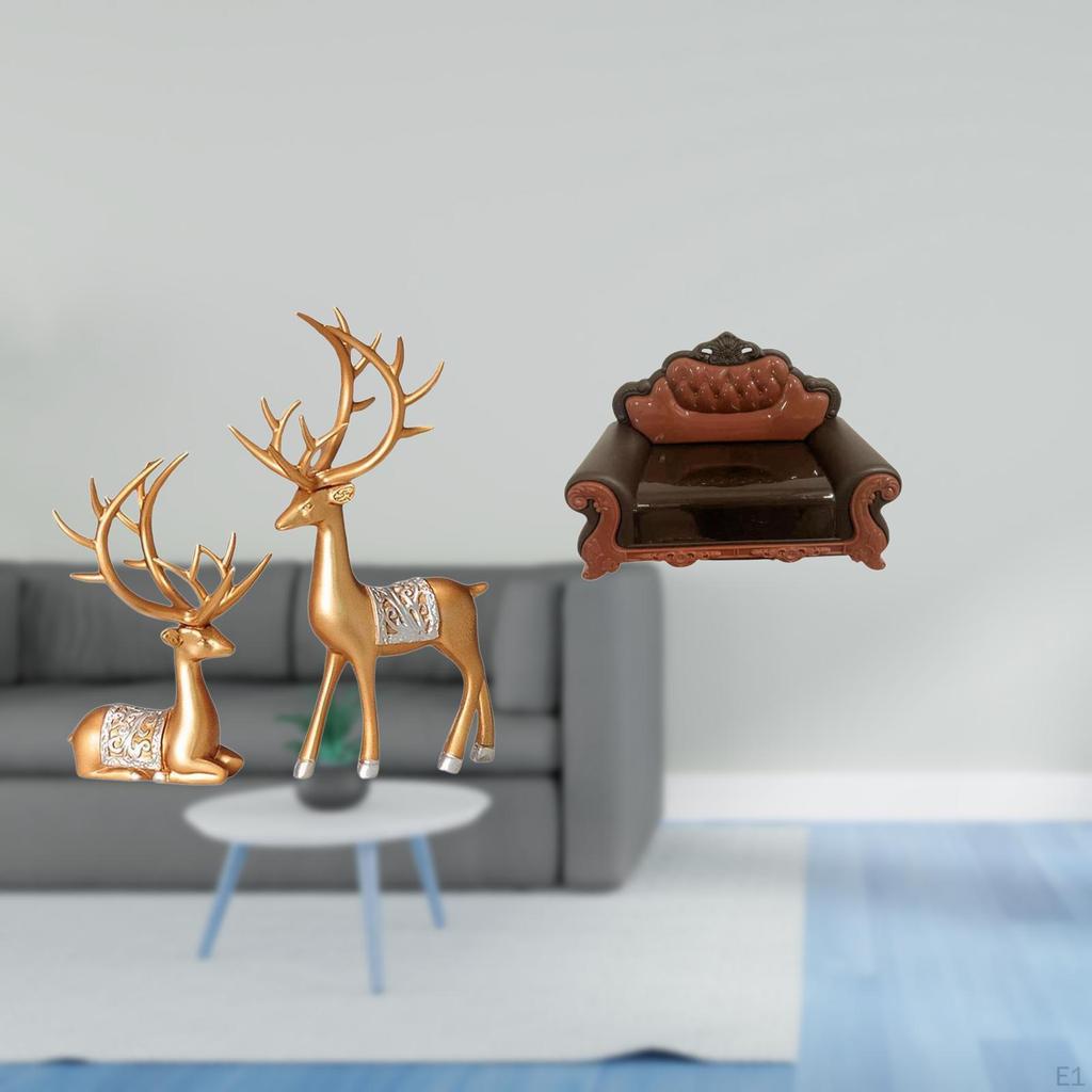European Reindeer Sculpture Collectable Craft Deer Lover Miniature Sofa Couch Chair Model DIY