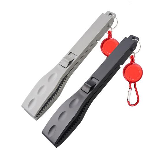 Fish Gripper with Anti-lost Rope Anti-slip Handle Lightweight Portable Fish Grabber Handheld Fish Control Clamp Pliers Tong Fishing Accessories