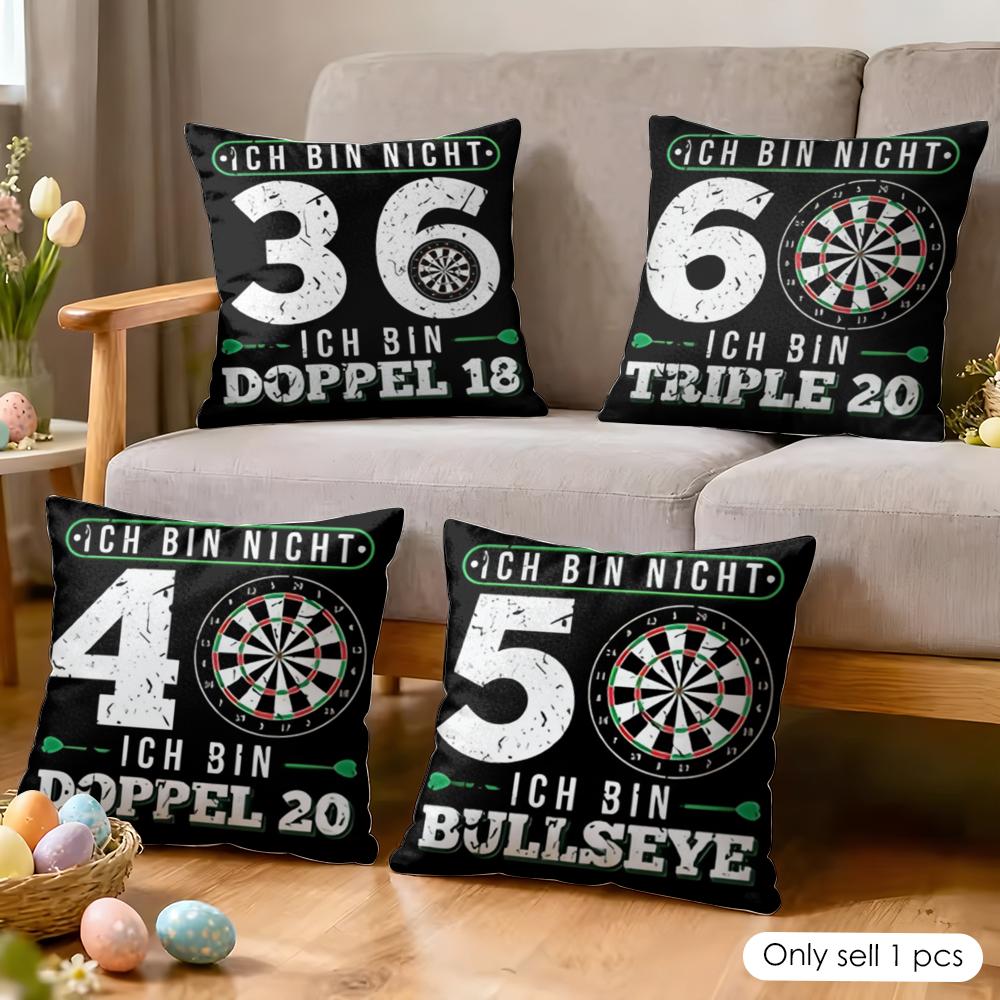 Funny ICH BIN BULLSEYE Cushion Cover Soft Plush Fabric DoubleSided Printed Cushion Covers for All Seasons Modern Home Decor