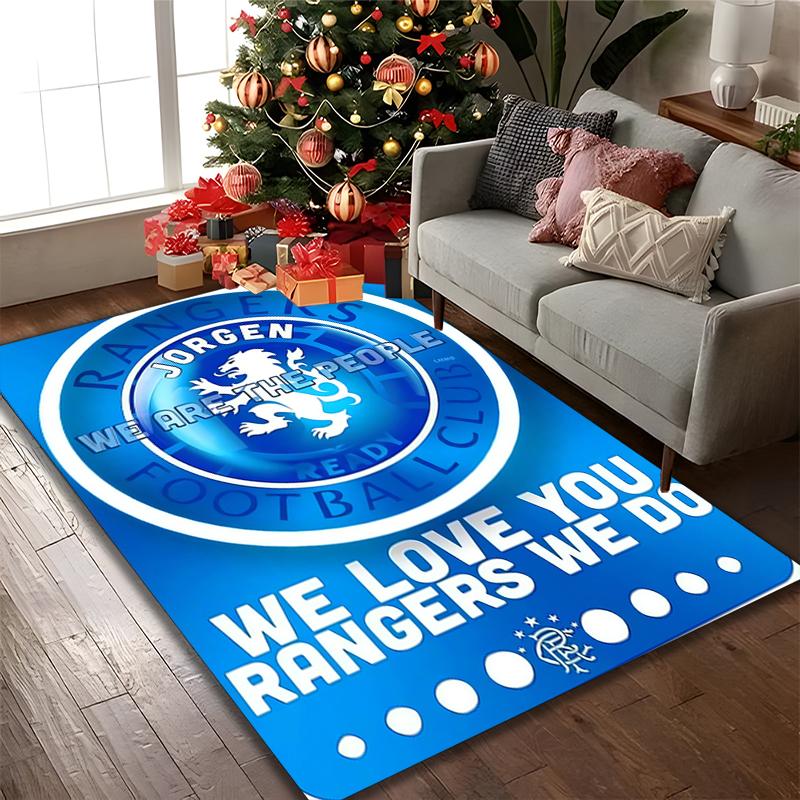 1 szt. Dywanik Odpowiedni do Biura, Dywan Rangers FC, Wszechstronny Drukowany Dywanik Pod Krzesło, Wytrzymały Dywan na Sofę do Domu
