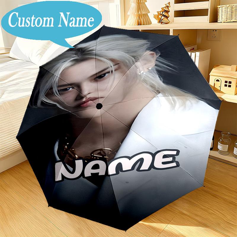 Custom Name Umbrella K-pop Idol Collage Umbrella 8-Frame for Travel, Camping, Casual Lightweight Portable, Essential for Family Gifts