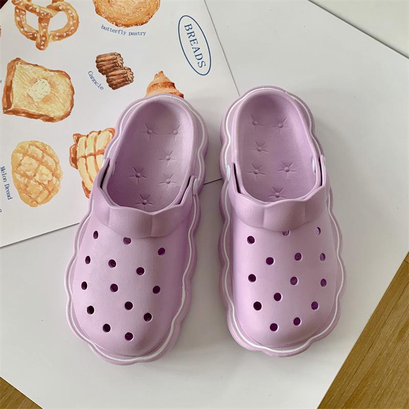 

Женские летние модные шлепанцы с толстой подошвой и отверстиями, для улицы, сделай сам, пляжные сандалии, шлепанцы с мягкой подошвой и закрытым носком 40-41