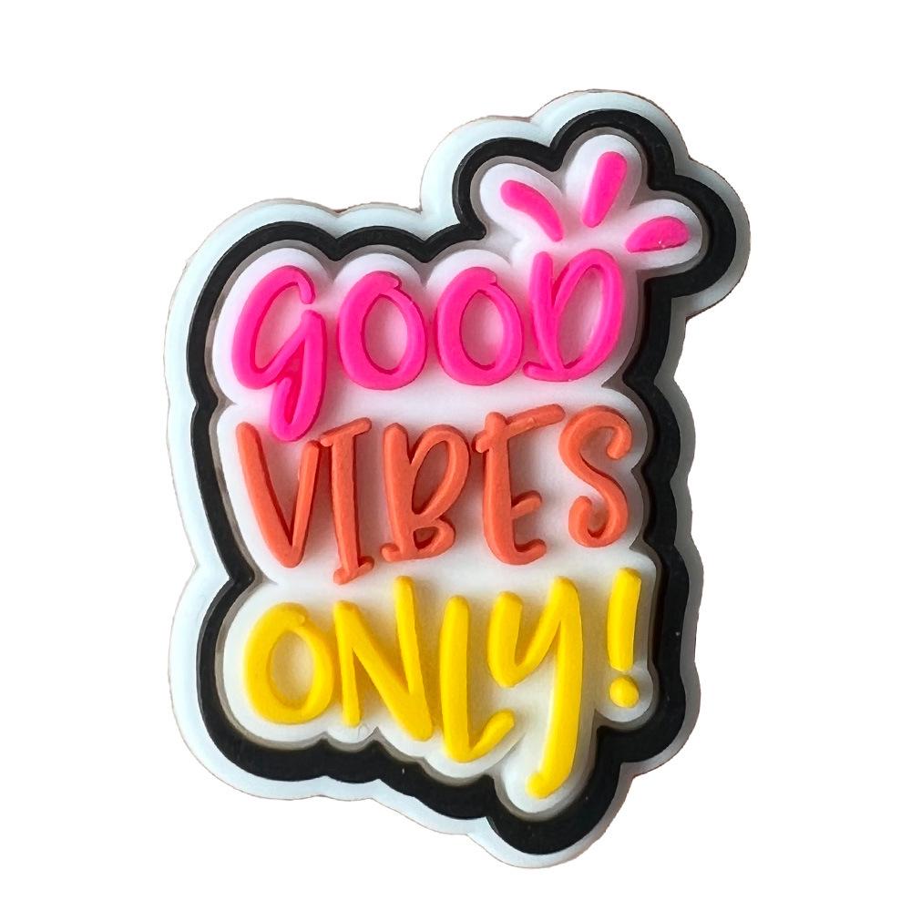 Letter Phrase Series Cartoon Clog Shoe Decorations: Cute PVC Flowers & Buckles